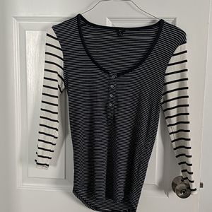 Blue and white striped sweater